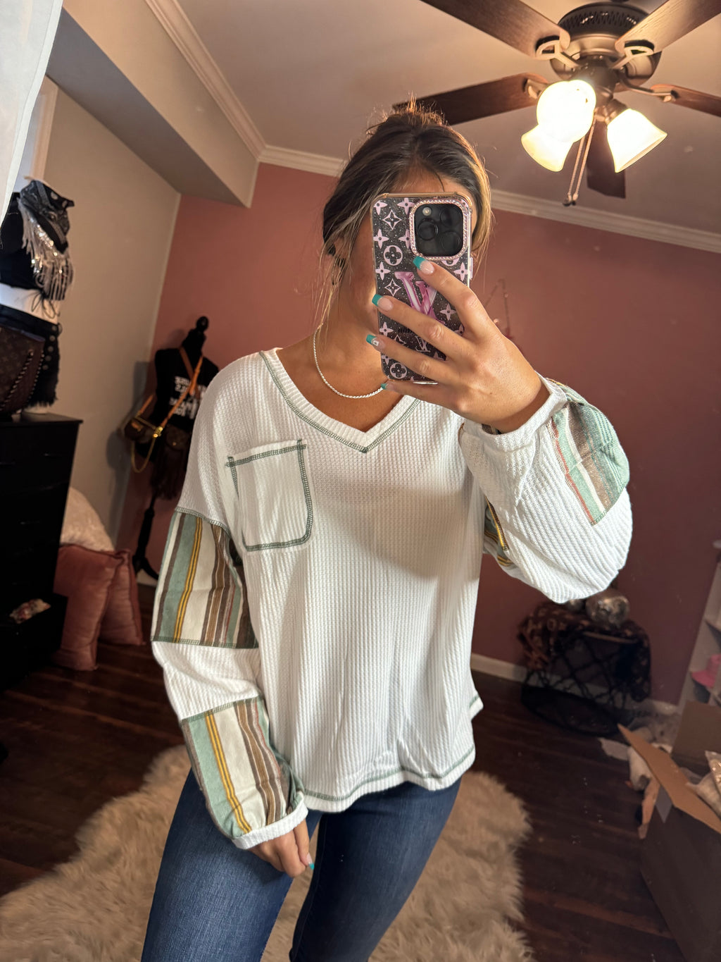 Striped Waffle Knit Top
