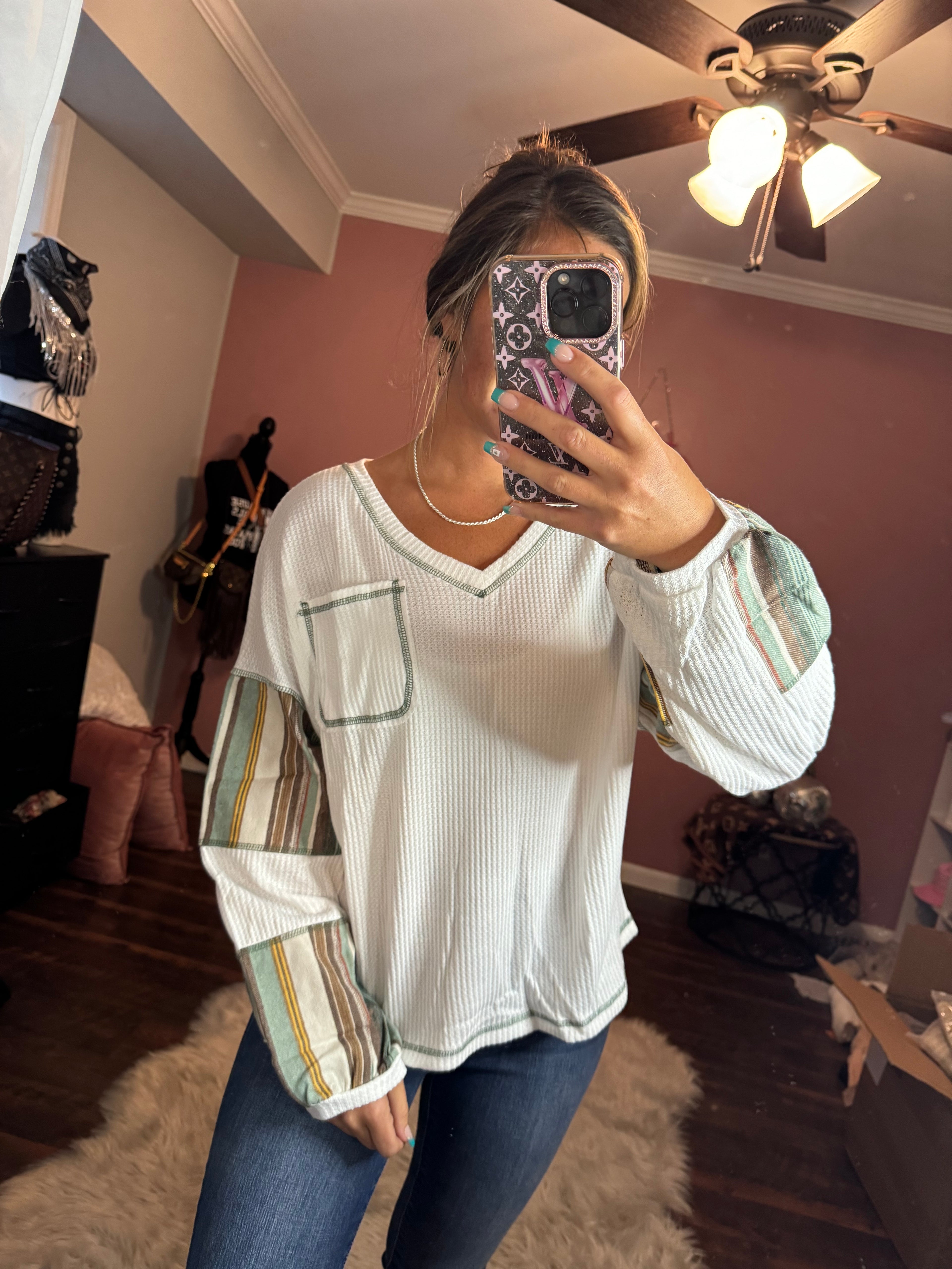 Striped Waffle Knit Top
