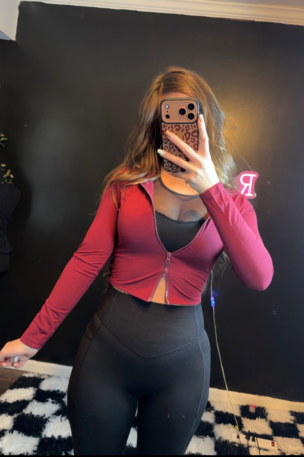 Full Throttle Zip Crop Burgundy