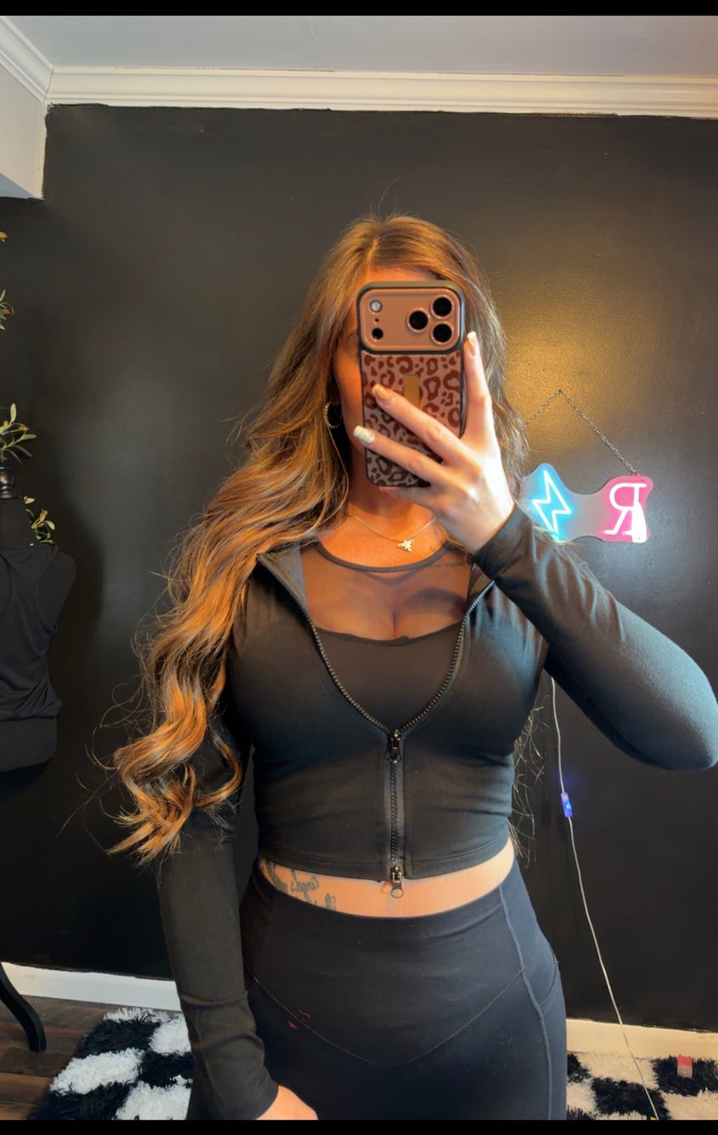 Full Throttle Zipped Crop Black