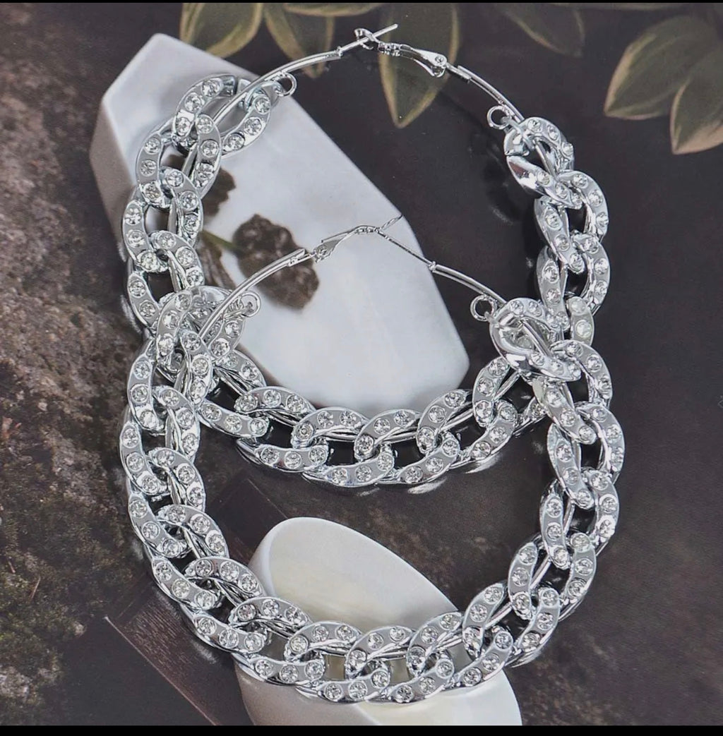 Iced Chain Hoop Earrings