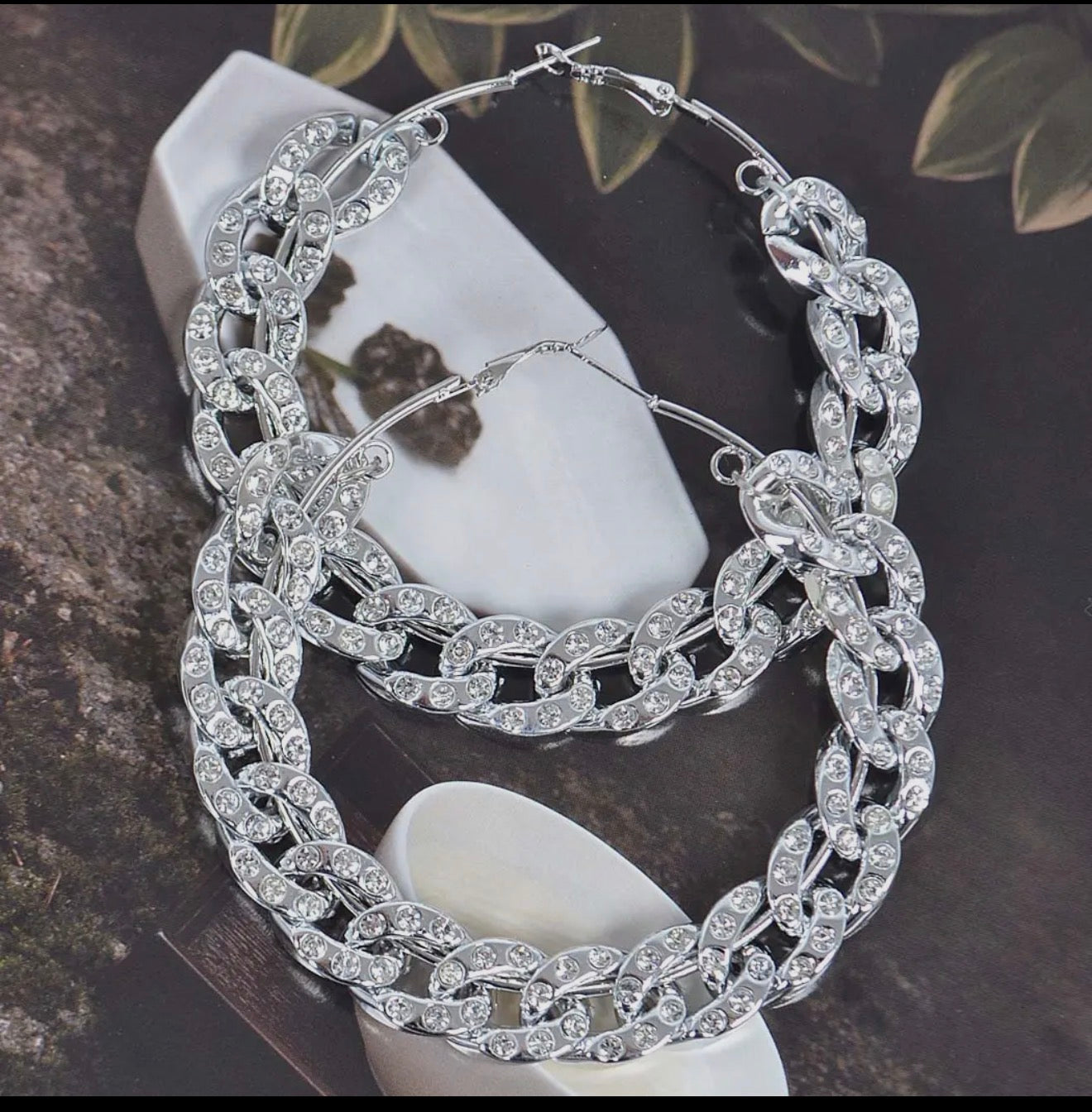 Iced Chain Hoop Earrings