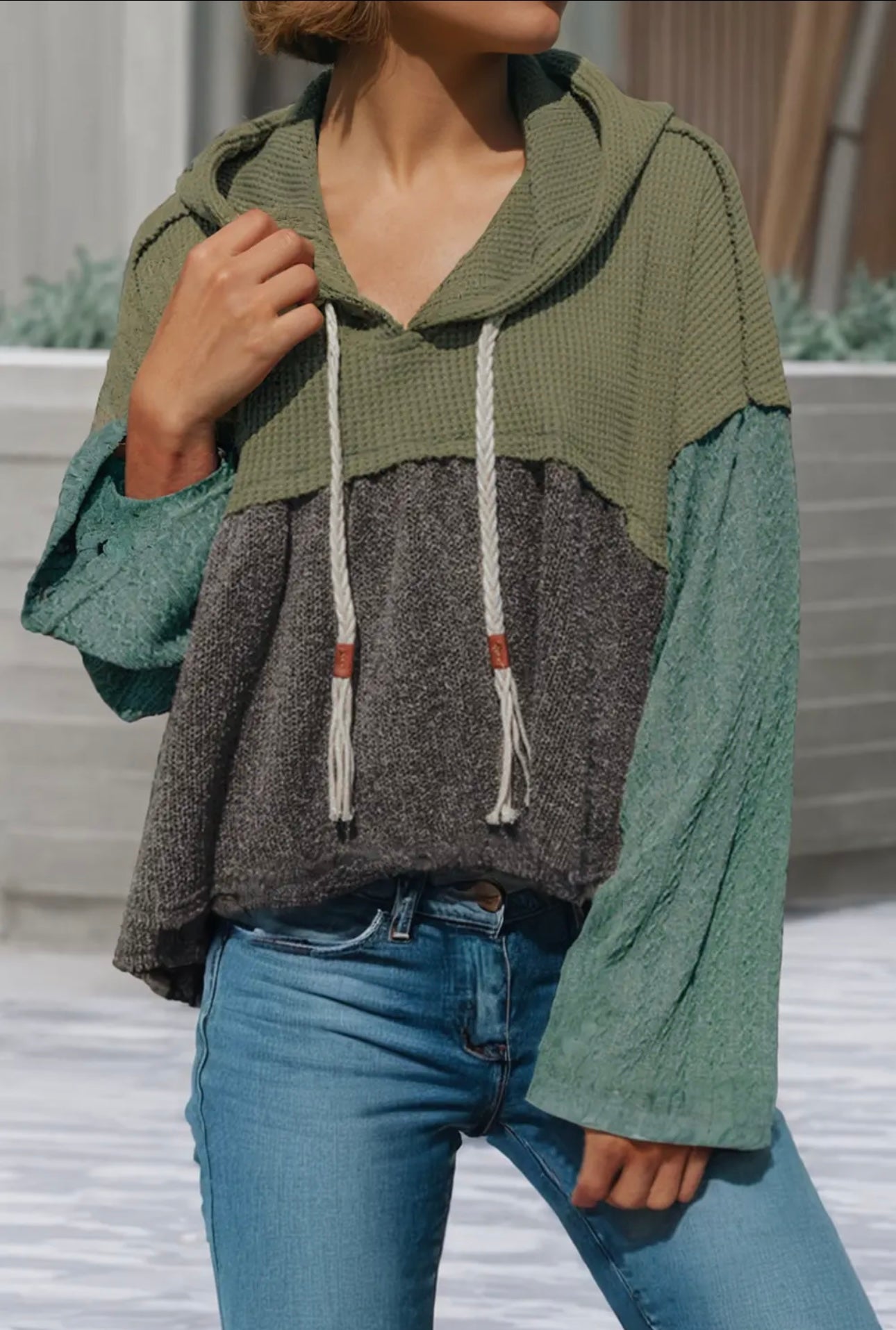 Colorblock Wide Sleeve Top