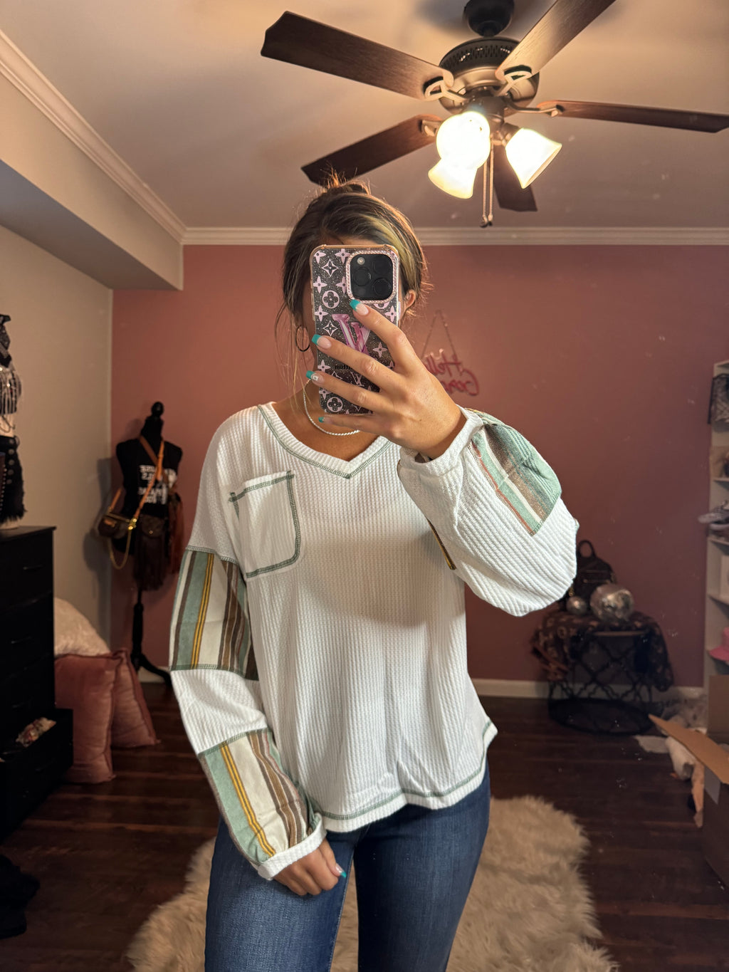 Striped Waffle Knit Top