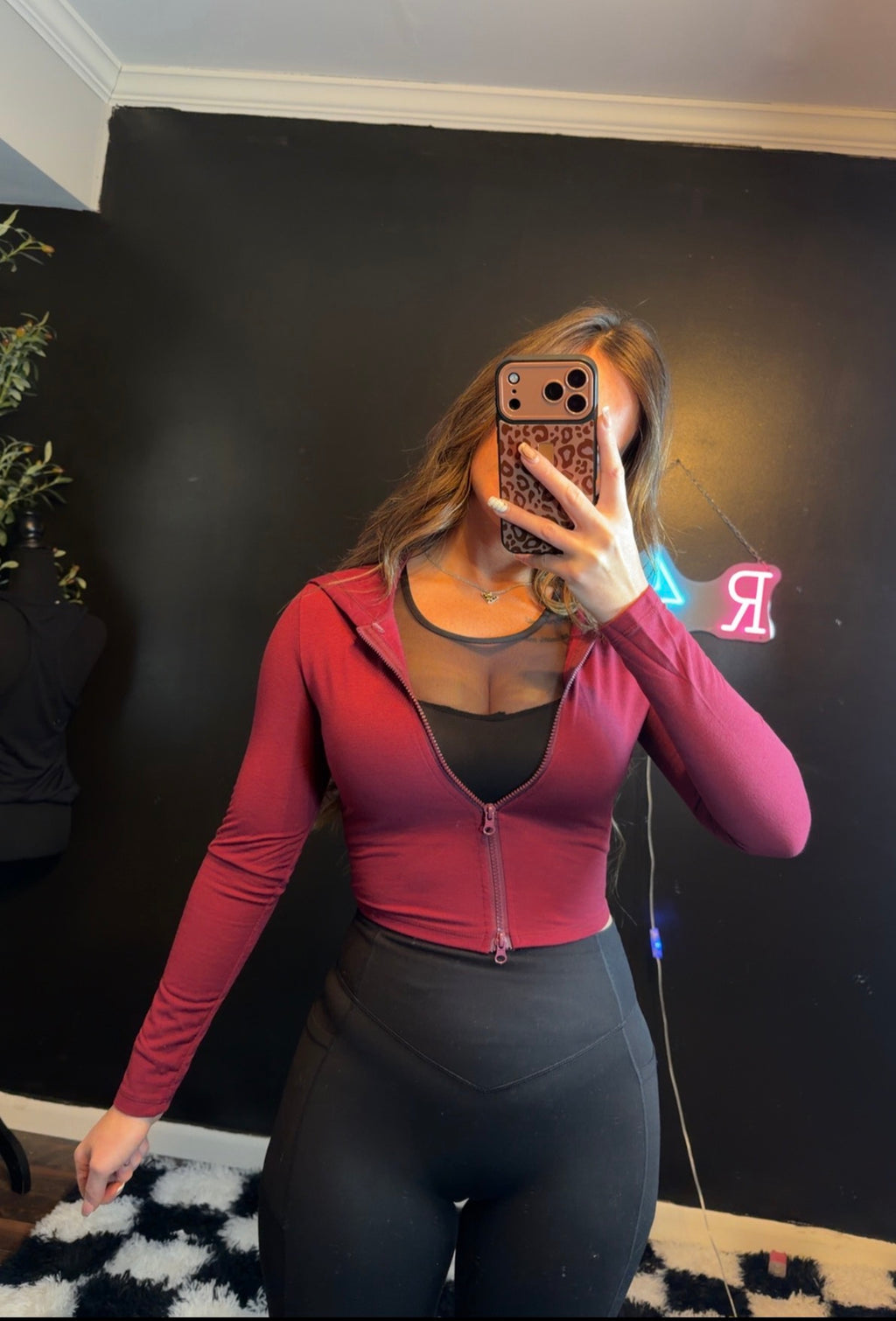 Full Throttle Zip Crop Burgundy
