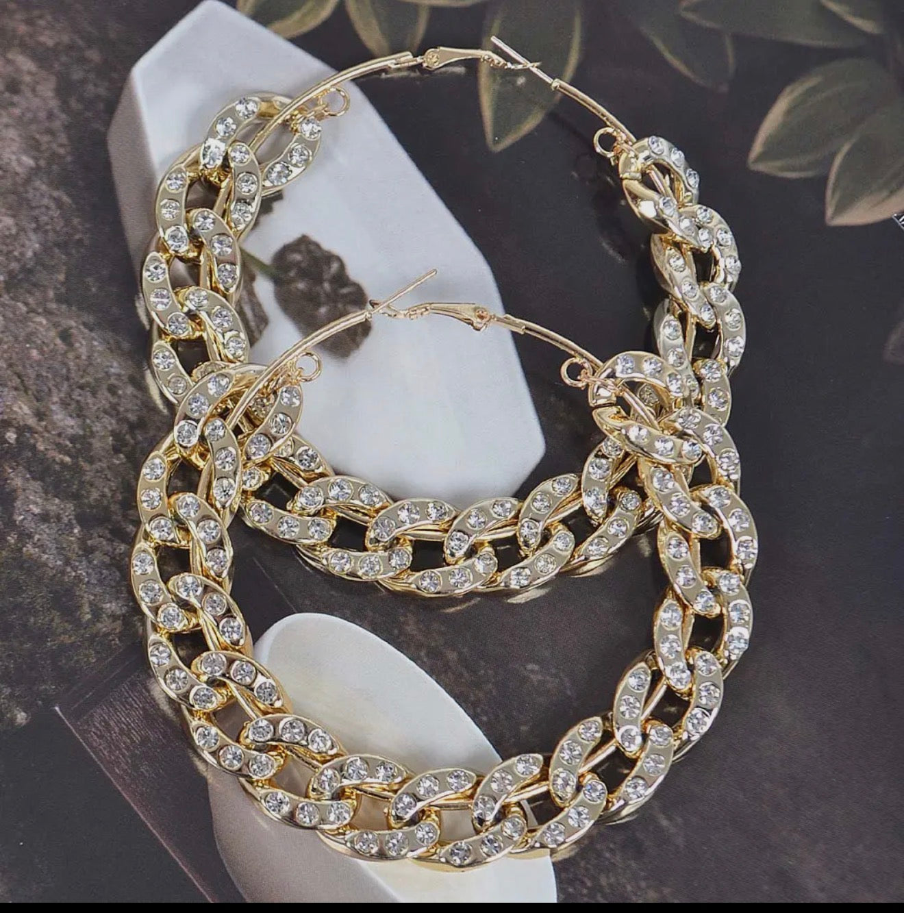 Iced Chain Hoop Earrings